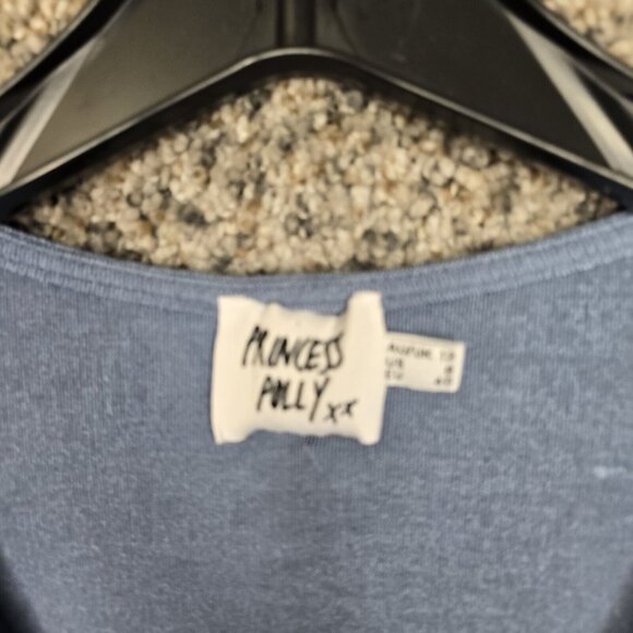 Princess Polly‎ Top Womens 8 Blue Slinky Ember Ring Open Front Blouse Casual - Picture 6 of 7